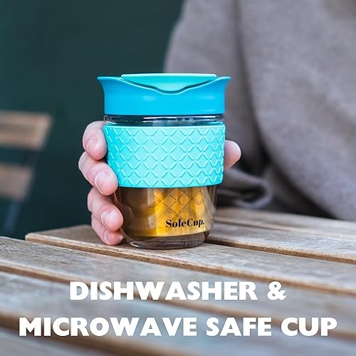 Miniatura 8 de SoleCup. Infusor de té suelto de viaje, colador de té desmontable con tapa a prueba de derrames, taza de café de viaje de vidrio reutilizable sin