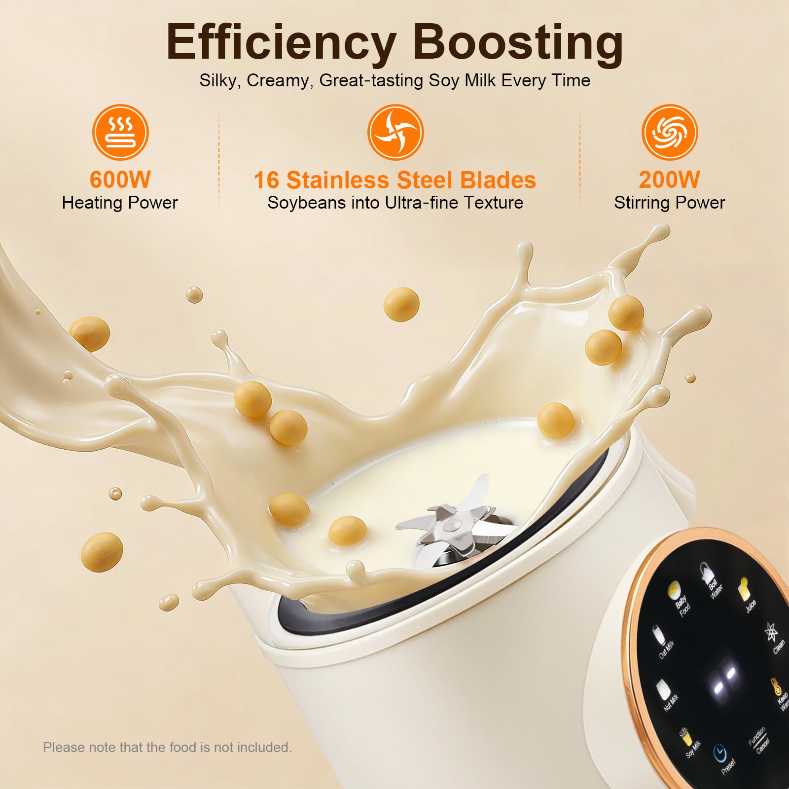 Macchina per latte di noci, latte di soia, 1400 ml, spremiagrumi con 16 lame, indicatore LED, funzione di mantenimento del calore per 6 ore, per latte vegetale, avena, soia, bevande senza latte