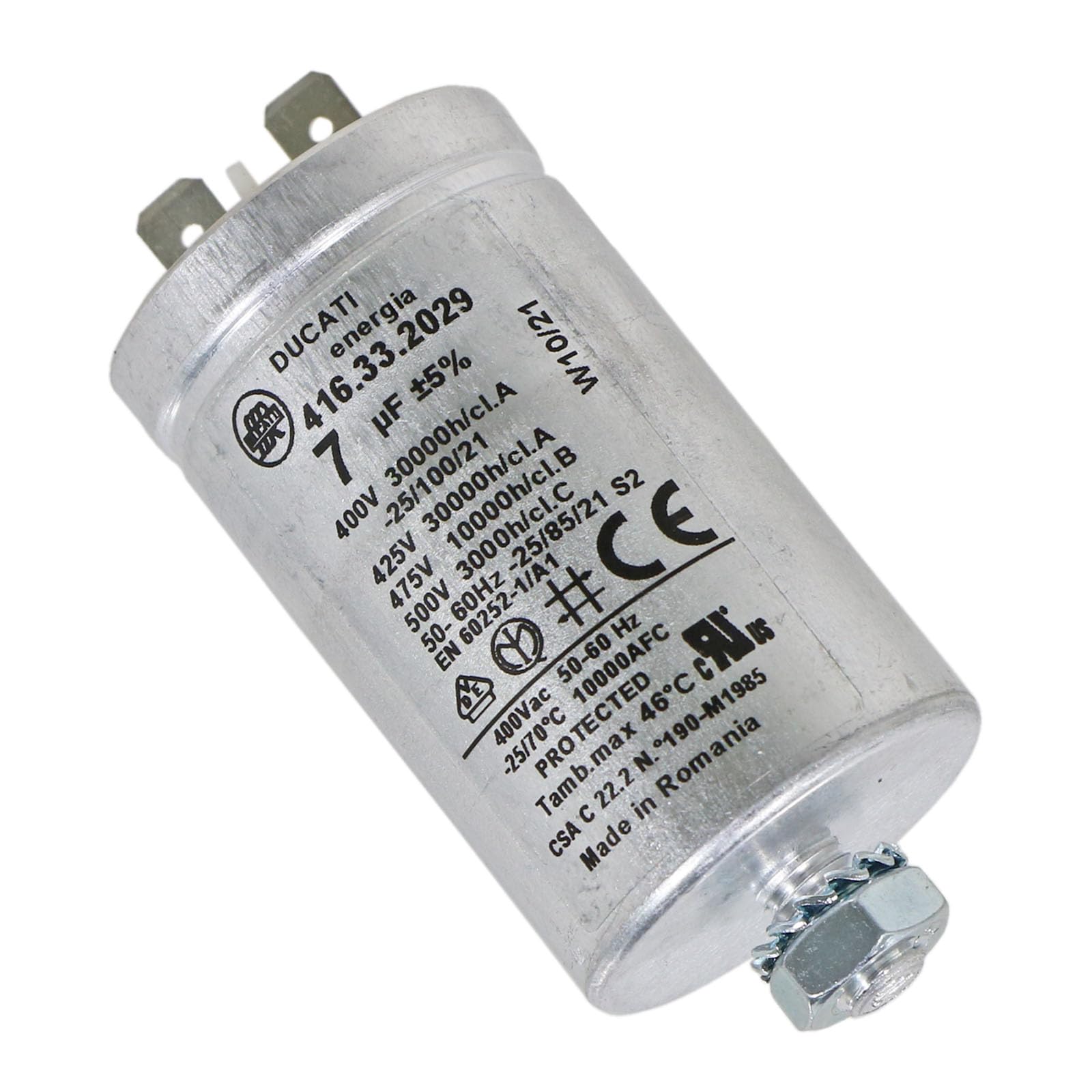 Spares2go Grey Capacitor For Whirlpool Slc71 Tumble Dryer (7Uf)