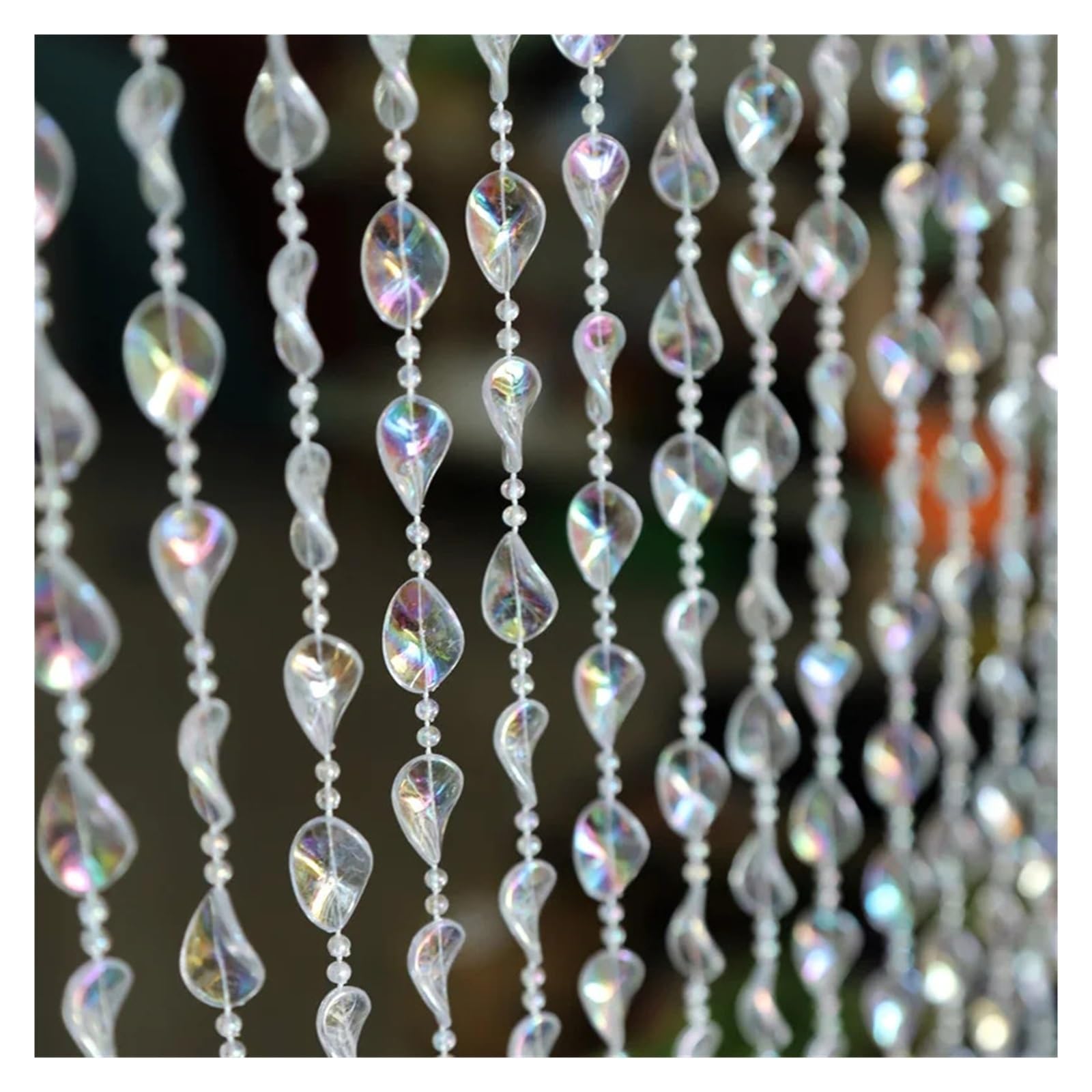 Rideau à perles 20 cordes transparentes filtrant la lumière