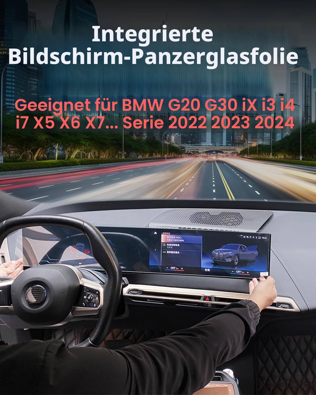 Panzerglas Schutzfolie BMW G20 G30 G60 X3 i3 i4 Zoll Display 22-25 | hochtransparent kratzfest blasenfrei leicht aufkleben ohne Werkzeug stoßfest abweisend gegen