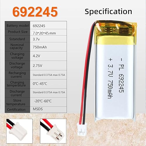 Miniatura 104 de 3.7V 250mAh 502030 Lipo batería recargable batería de iones de polímero de litio con conector PH2.0.000 in JST