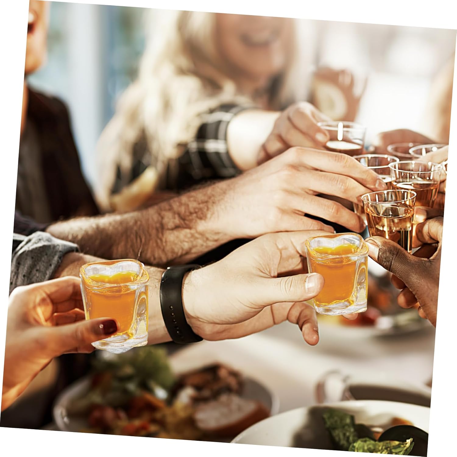 6pcs Heart Shot Glasses Thick Square Base Drinking Cups Cocktail Glass for Party Adult Wine Glasses Aesthetic Cups