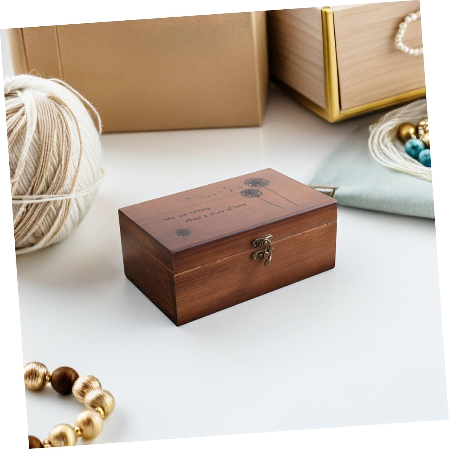 Healifty Wooden Sewing Box with Multi Compartments Capacity Sundries Storage Box Needlework Organizer for Home Desktop Craft Storage