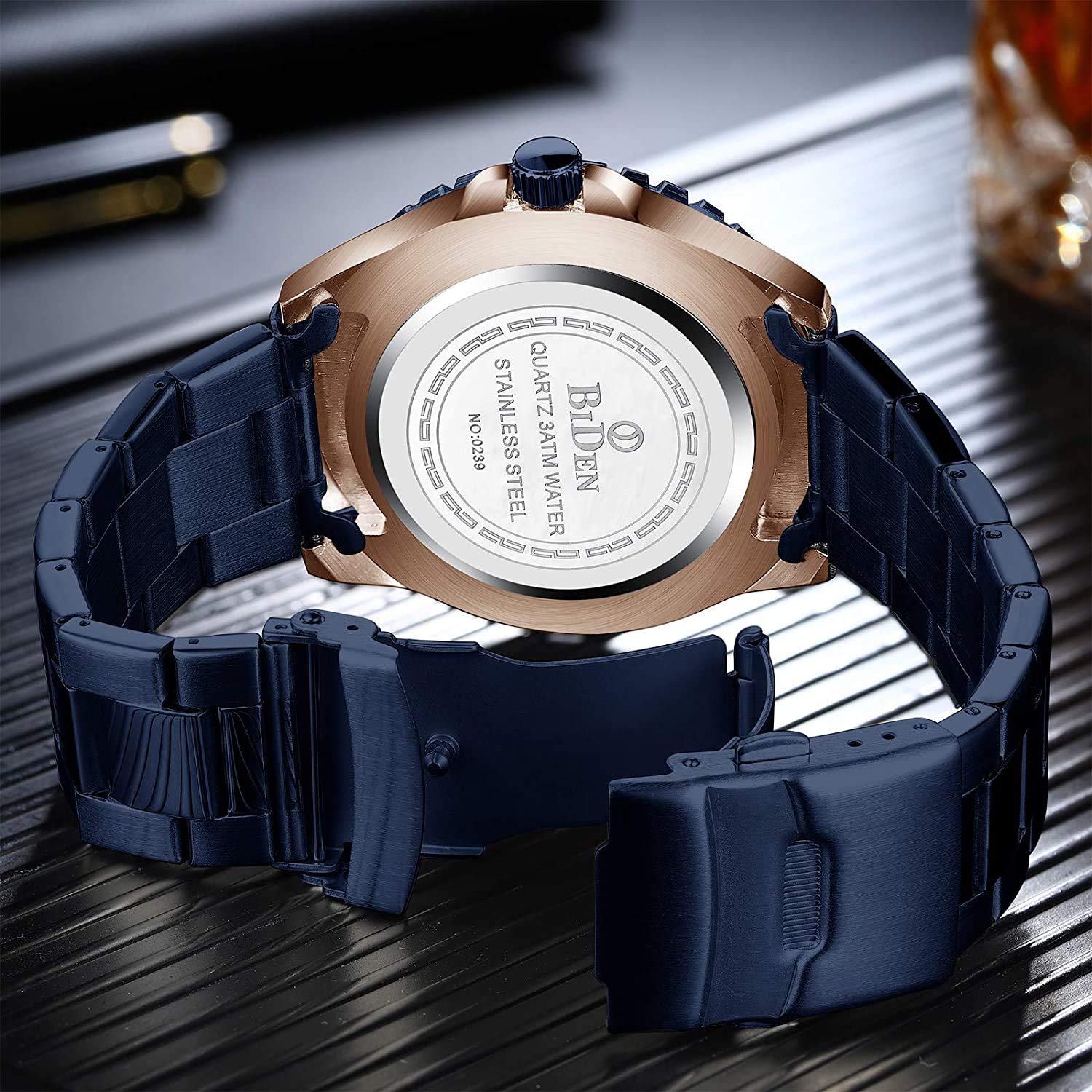 MASTOP Reloj para hombre con cronógrafo, resistente al agua, de acero inoxidable, con fecha de negocios, analógico, de cuarzo, para hombre