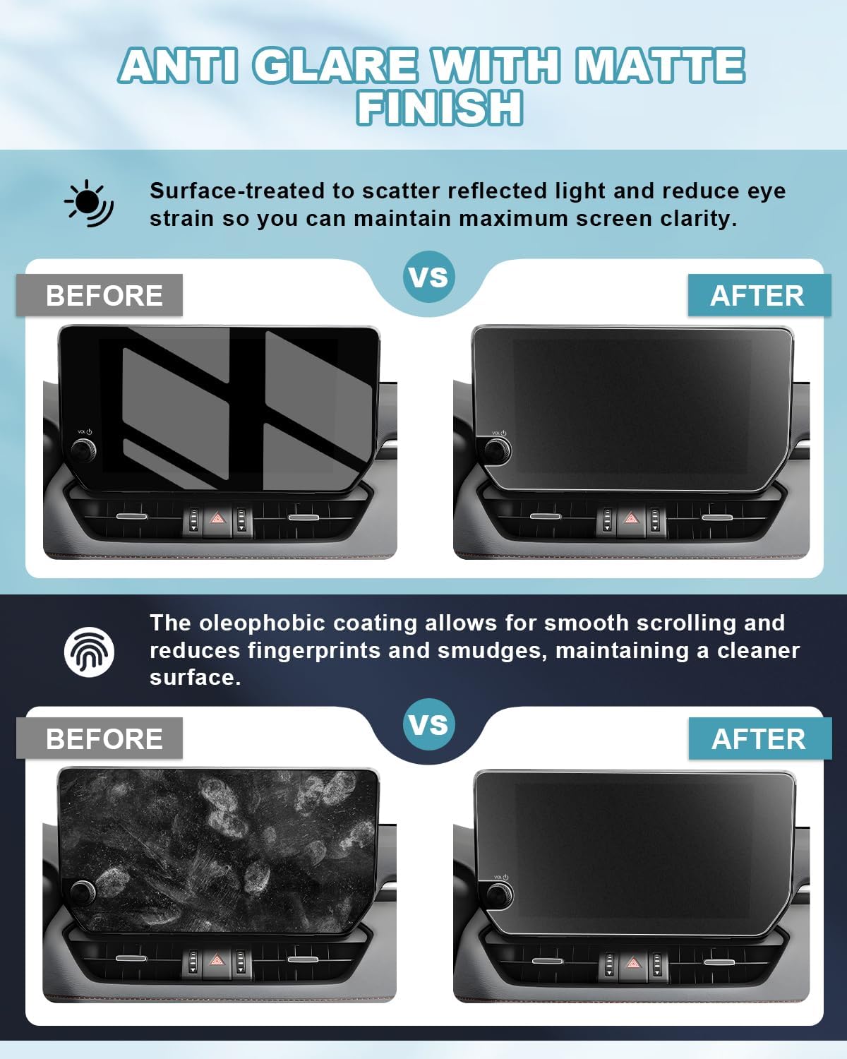 CDEFG Anti-Glare Matte Screen Protector for 2023-2025 Toyota RAV4 10.5-Inch, 9H Tempered Glass 2023-2025 RAV4 (Limited/TRD Off-Road/XSE/Adventure/XLE Premium) Hybrid Accessories Anti-Fingerprint