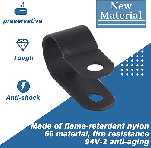 Miniatura 3 de Glarks 120 abrazaderas de alambre de nailon negro de 38 pulgadas para montaje de tornillo tipo R con 120 tornillos para kit de cable, conducto y