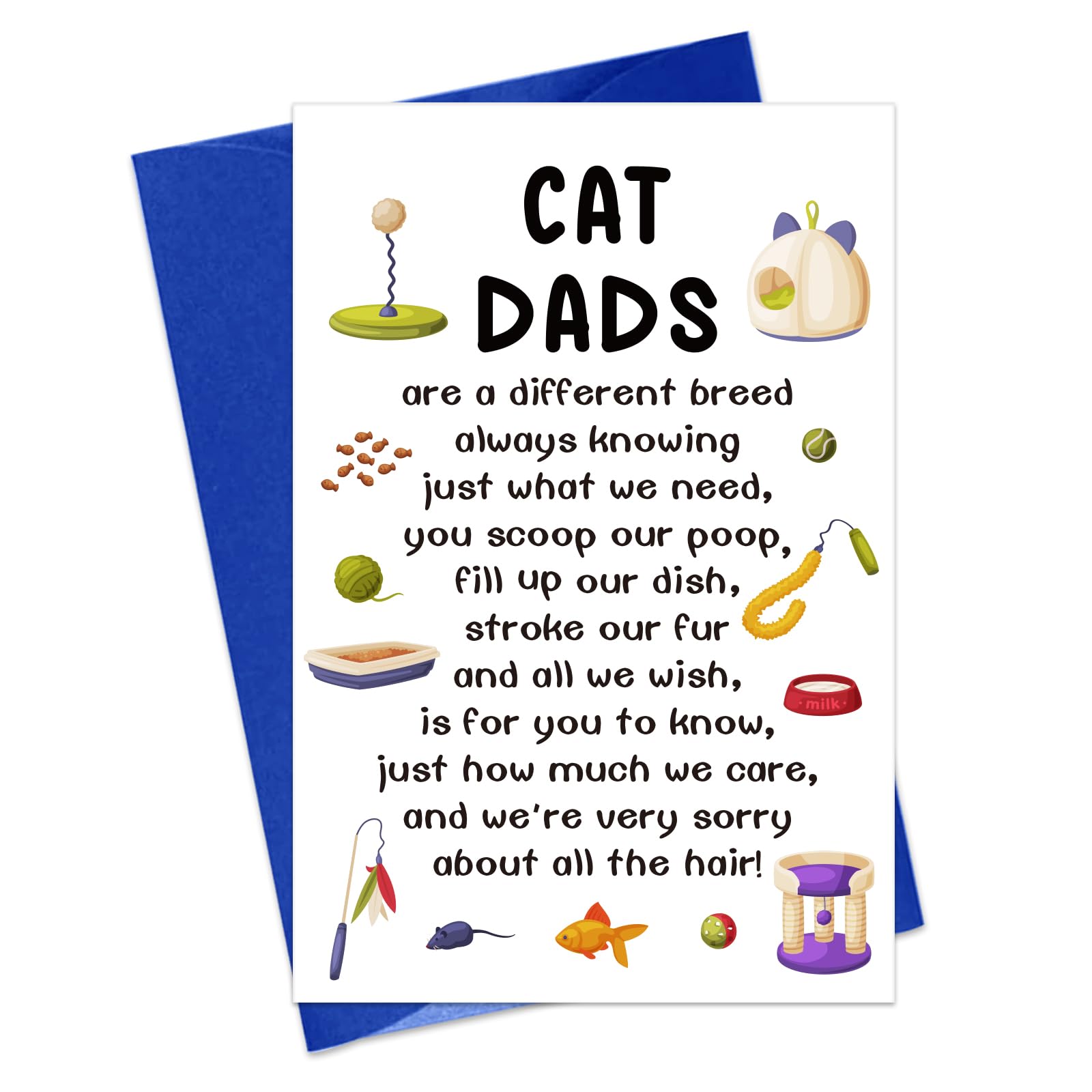 BIZIBAFF Cat Dad Fathers Day Card - Fathers Day Card for Cat Dad Father's Day Cards from Cat Kitty Pet Lovers Gifts for Men Funny Greeting Cards with