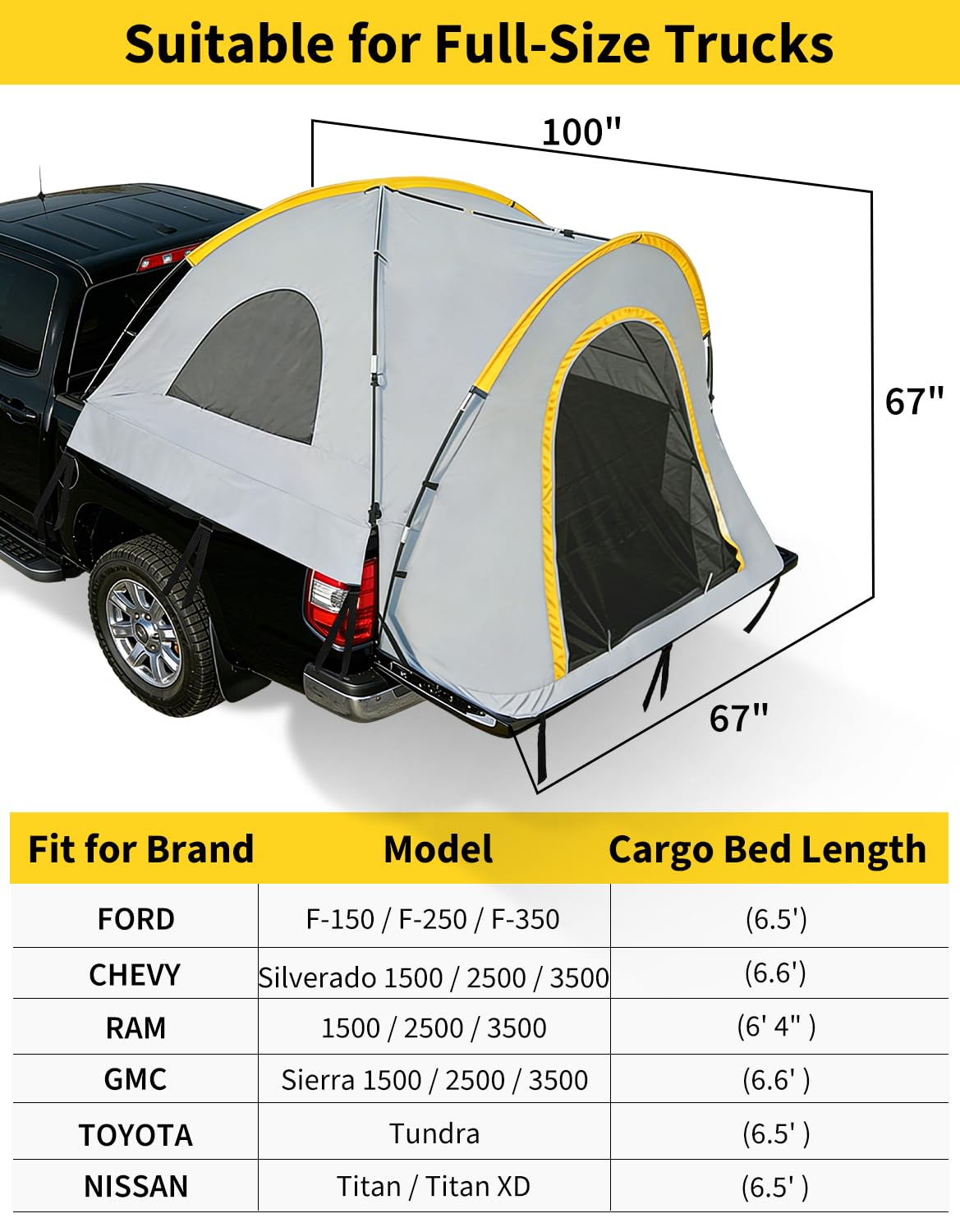 Aptliton Tente De Camping en Tissu Oxford 210D, Tente De Toit pour Voiture Taille 210x165x170 cm, Tente Voiture pour 2 Personnes, Tentes De Camping Et Randonnée Imperméable
