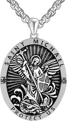 NORBU S925 Saint Necklace for Men, Patron Amulet Saint Medal Religious Gift