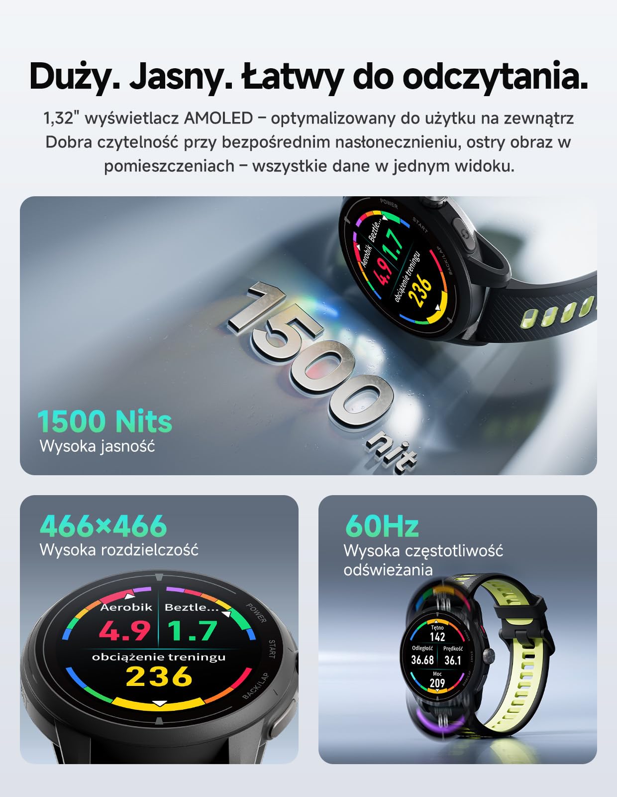iGPSPORT VeRun Ultralekki Smartwatch do Biegania, AMOLED 1,32", GPS Dwuczęstotliwościowy, 14 Dni Pracy Baterii, Nawigacja Offline,Czarny