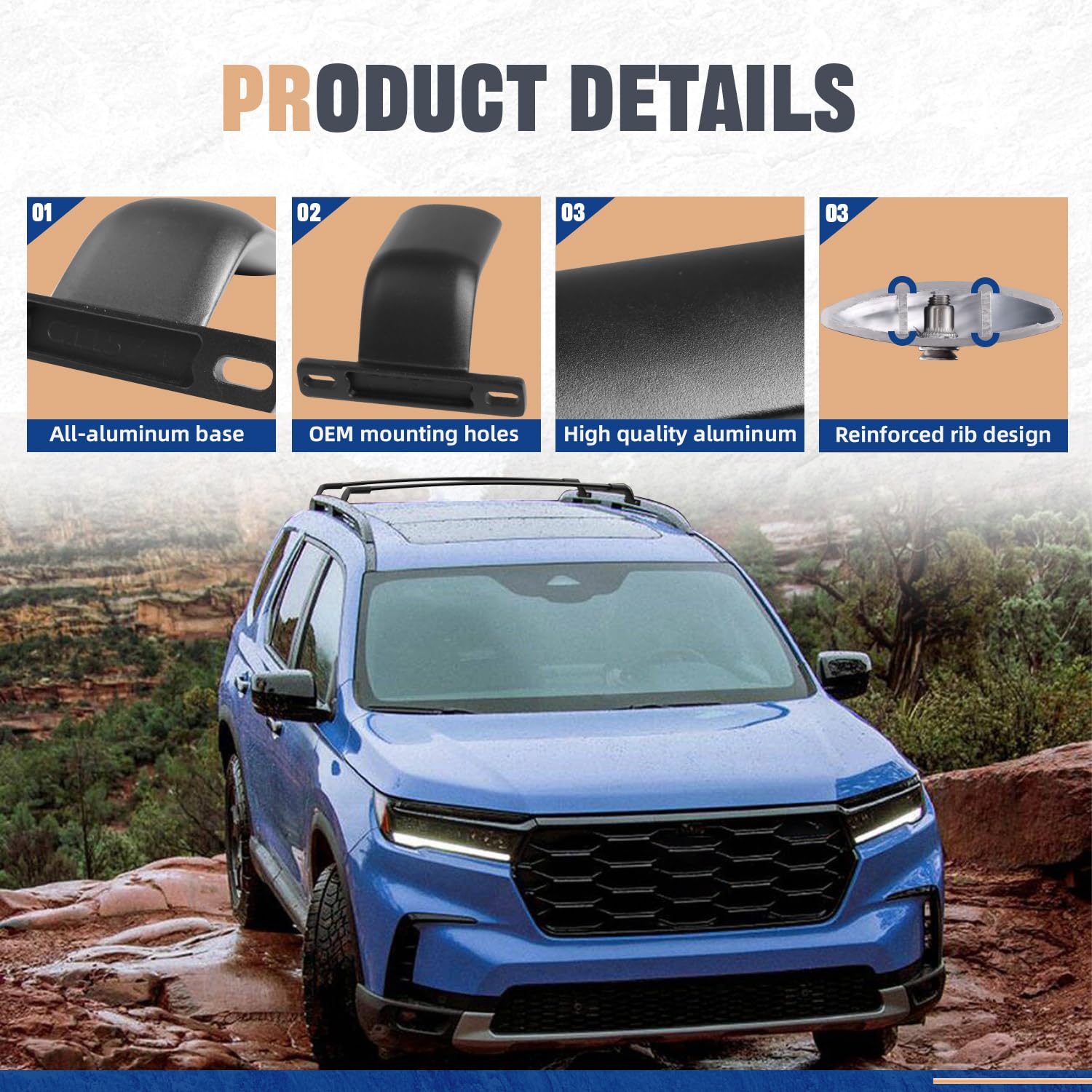 Roof Rail UXPACBO 220 LBS Cross Bar Roof Rack Fit For 2023 2024