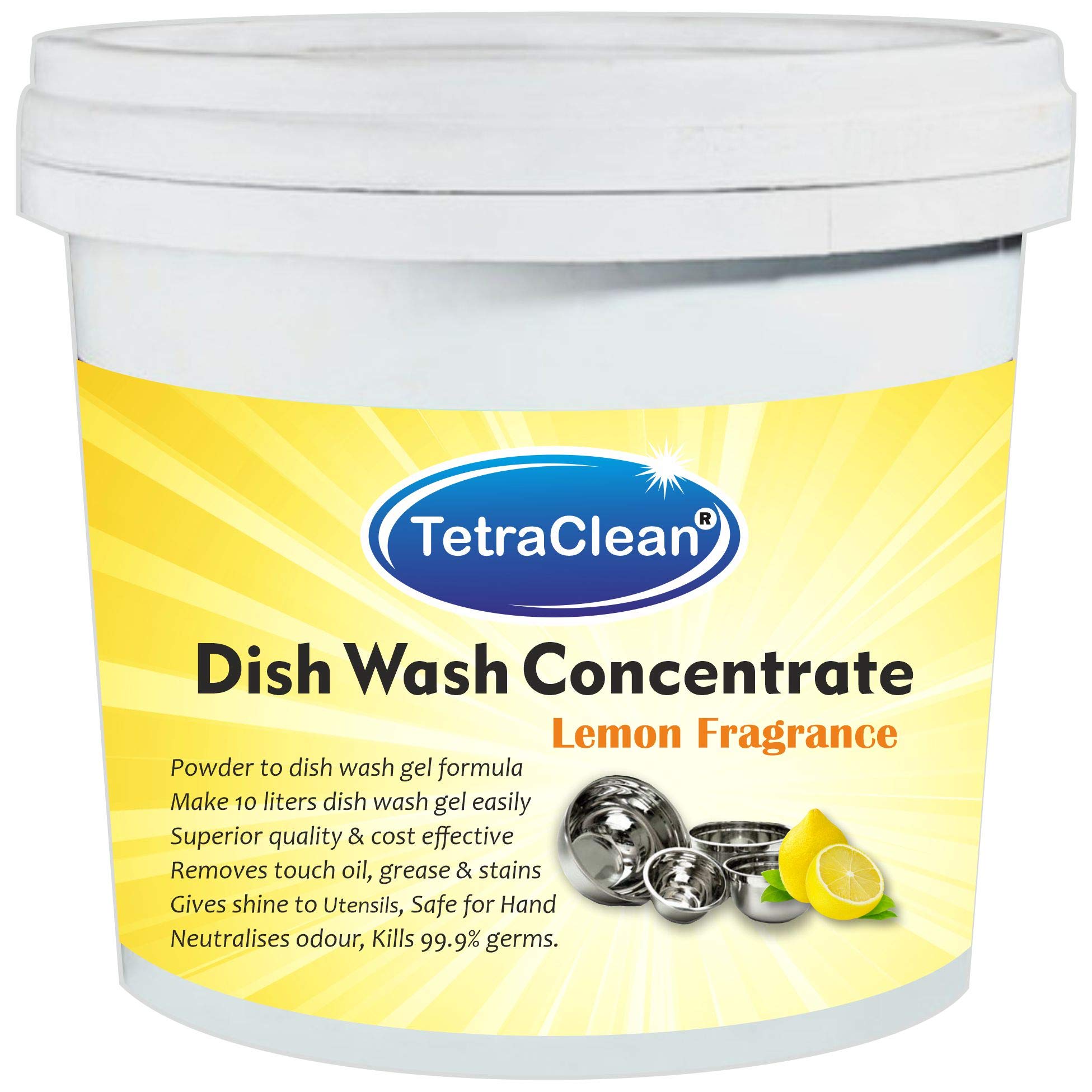 Tetraclean Superior Dish Wash Concentrate Powder For Formulation Of 10 L Dish Wash Gel In Lemon Fragrance (500 Gm)