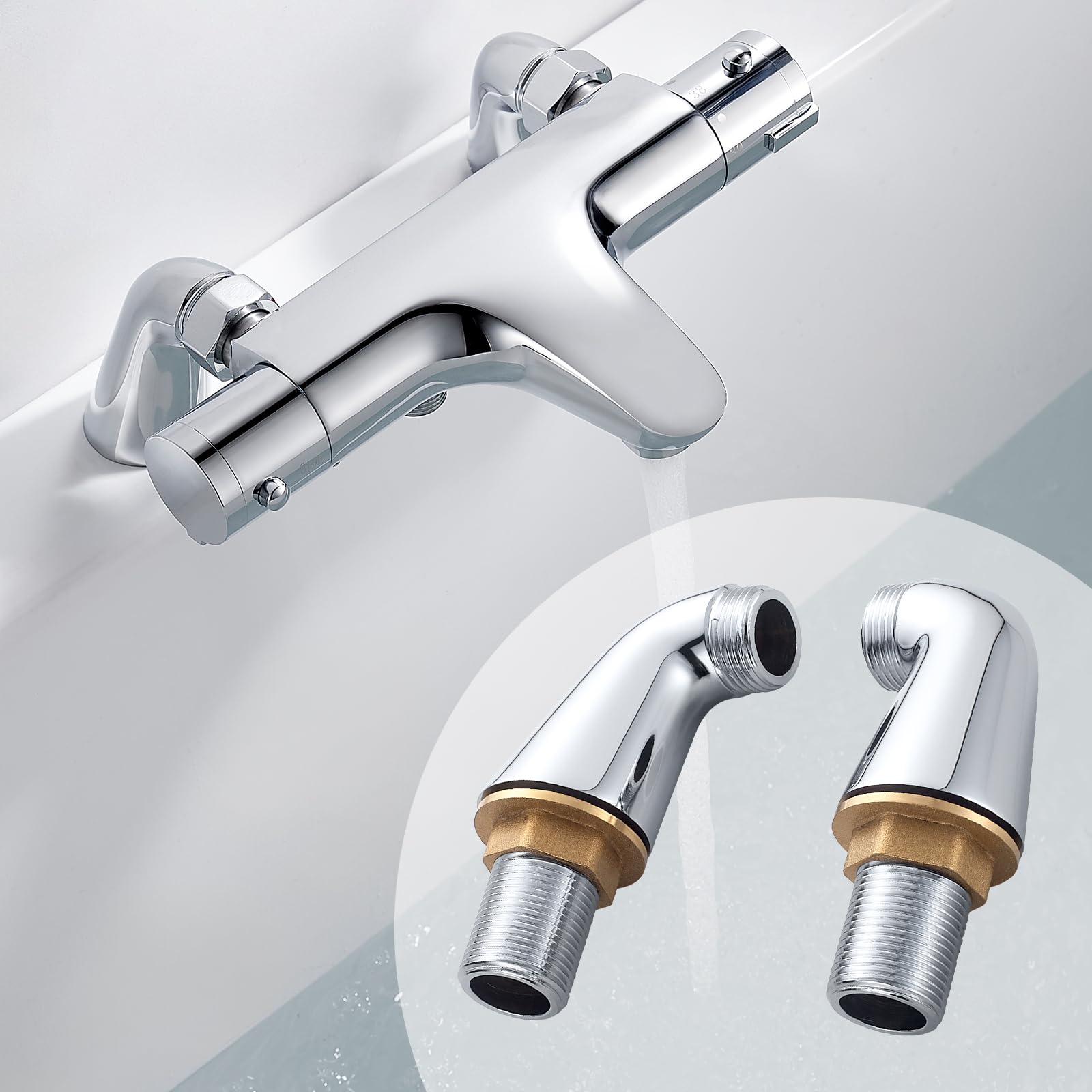 Deck Mounted Bath Taps Mixer Leg Pillar, Standard Bath Filler Tap Pillar, Shower Mixer Tap Legs Adapter Extension - Image 3