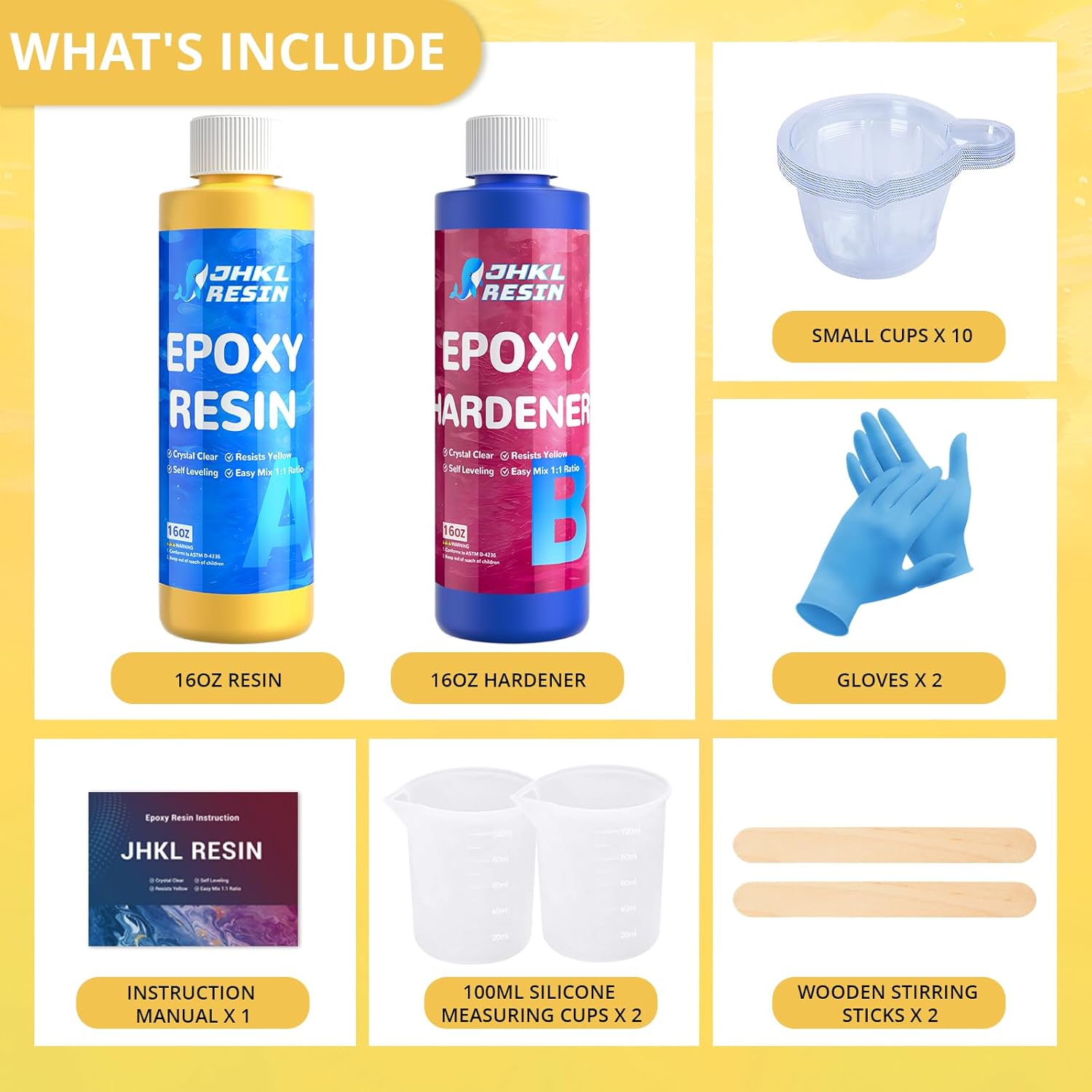 32oz crystal clear epoxy resin kit, no bubble & not yellowing clear epoxy resin for casting & coating, table top, bar top, diy jewelry making, art crafts, wood to easy mix 1:1