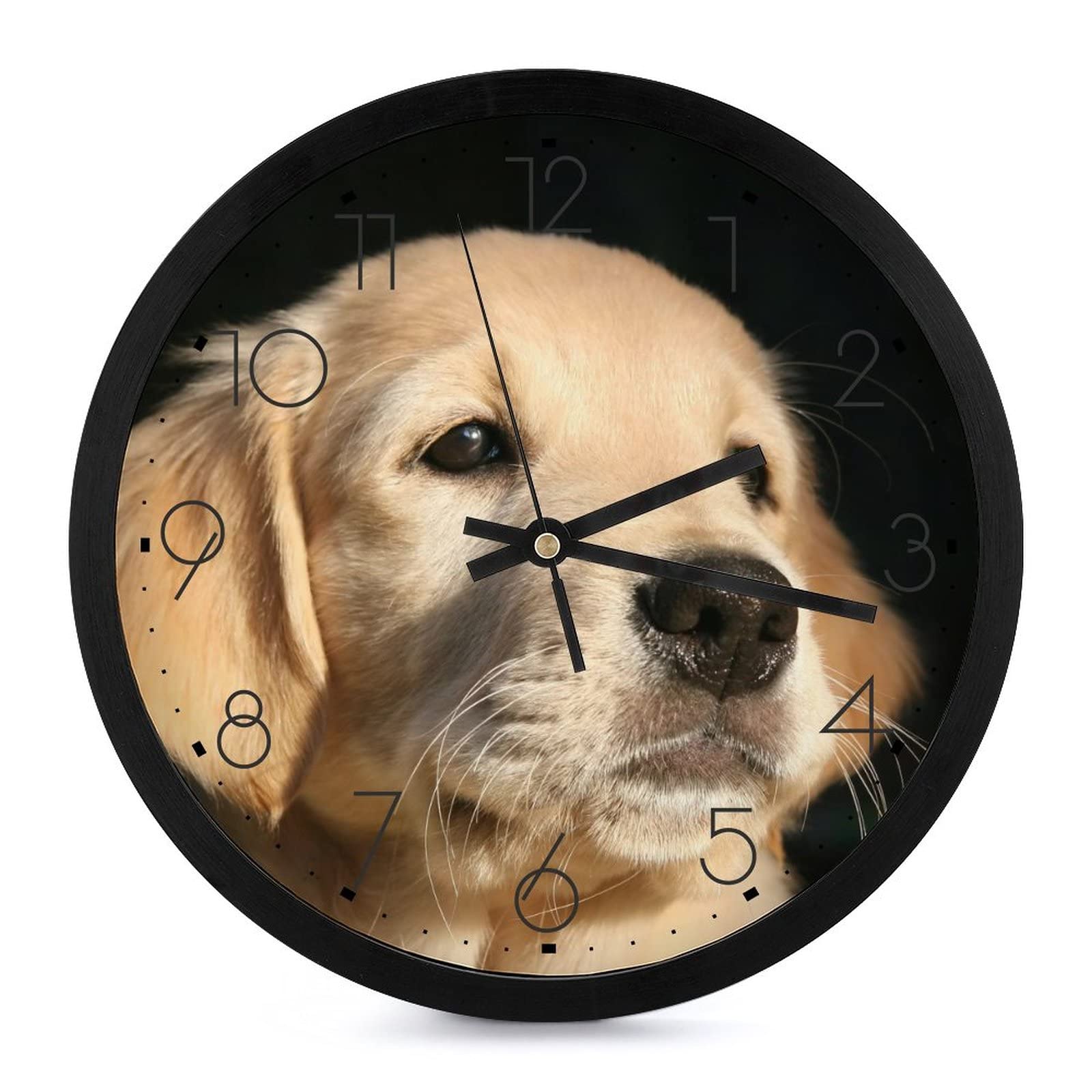Horloge murale Golden Retriever de 25.4 cm avec grands chiffres pour salon