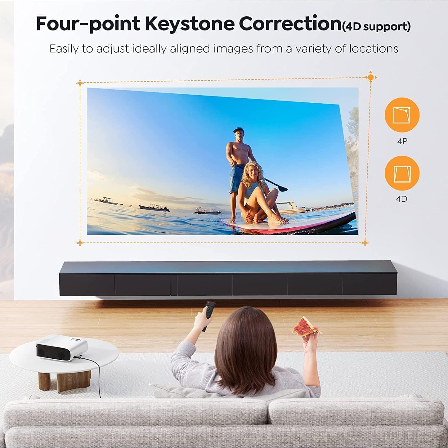 YABER C450 Projector connected wirelessly to various Bluetooth audio devices