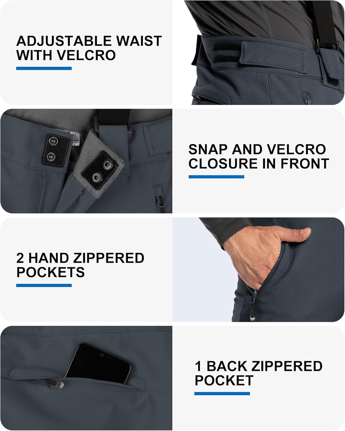 33,000ft Insulated Bibs for Men Snow Ski Pants Overalls Winter Waterproof Windproof Snowboard