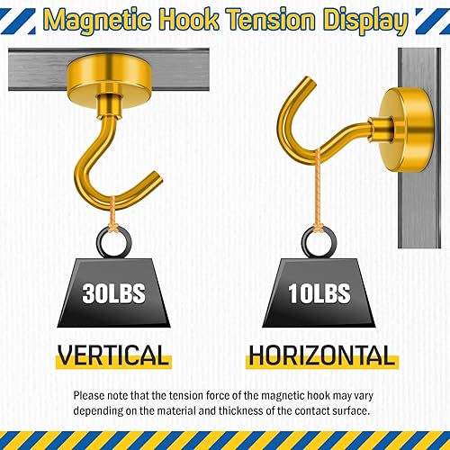 Vista 47 de FINDMAG Paquete de 16 ganchos magnéticos, ganchos magnéticos de neodimio negro, ganchos magnéticos fuertes de 30 libras para colgar, imán