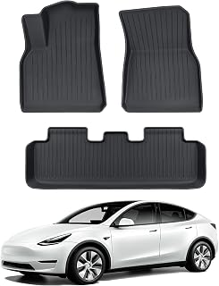MIRAIDON for tesla model y floor mat, 3D custom car mat for Model Y 2017-2023, all weather floor mats Full cover Protection, TPE Heavy duty Floor liner Interior Accessories for Model Y 5 Seater(3 set)