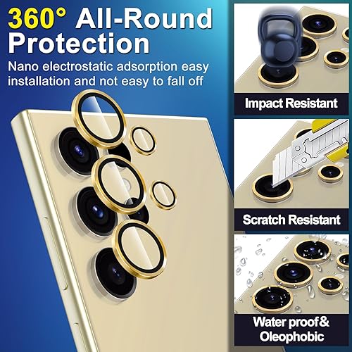Vista 483 de para Samsung Galaxy Z Flip 7 Protector de Lente de Cámara, Cubierta de Lente de Vidrio Templado con Anillo de Metal Individual, [Fuerte Adhesión] 1