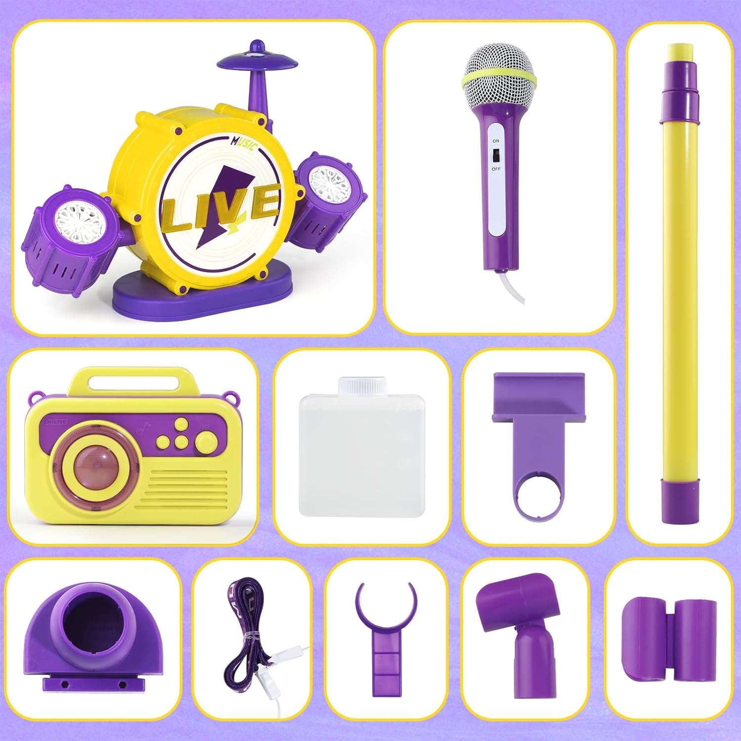 Bluetooth Kids Karaoke Microphone with Adjustable Stand, Karaoke Machine for Kids with Bubble Maker,Vioce Changer, Colorful Lights - Microphones for Singing Christmas, Birthday Gifts for Girls, Boys - Image 6