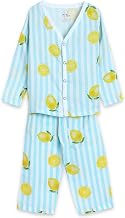 The Boo Boo Club Kids Cotton Muslin Lemonline Printed V Neck Long Sleeve TopBottom Set Night Suit