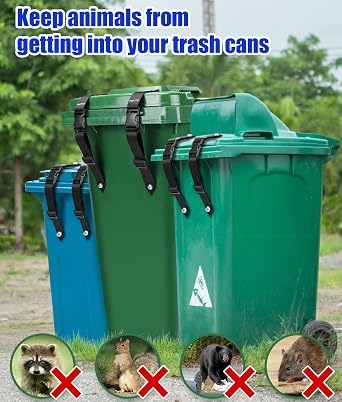 PAHTTO Trash Can Locks for Animals 2PCS, Universal Garbage Can Lock, Nylon Bear Proof Trash Bin Lid Lock, Adjustable and Easy to Install, Heavy-Duty Garbage Can Strap for Outdoor Trash Can