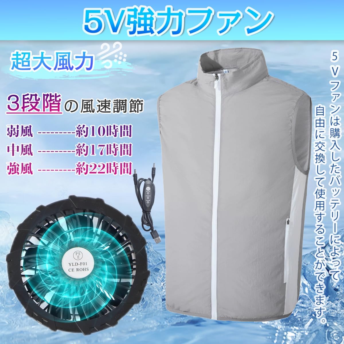 inotenka] ファン付きベスト 空調作業服 ファン付き作業