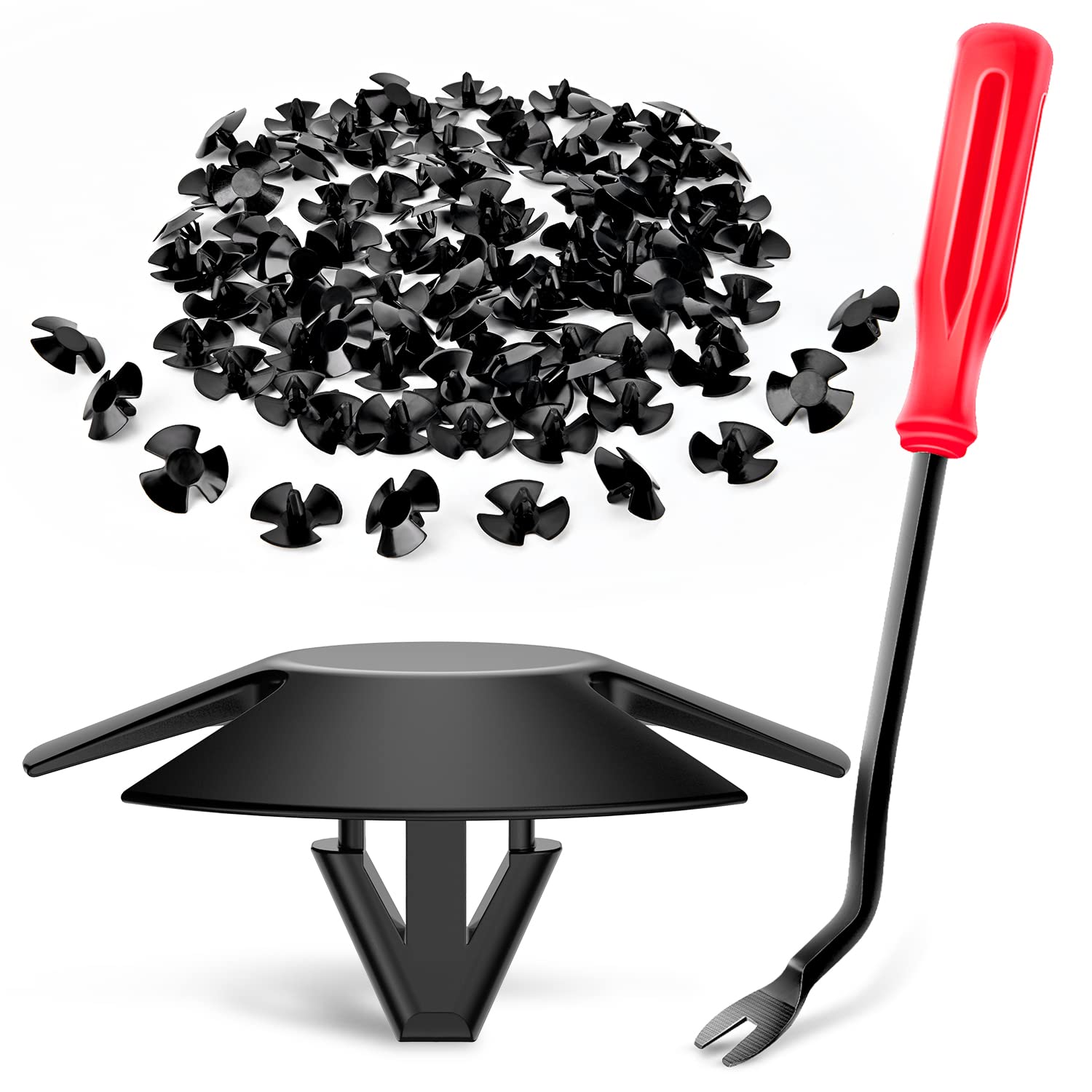 GOOACC 100Pcs Hood Insulation Retainer Clips OEM Replacement -#4878883AA, Compatible with Jeep Grand Cherokee Dodge Ram Chrysler Plymouth, with 1PC Bonus Fastener Remover