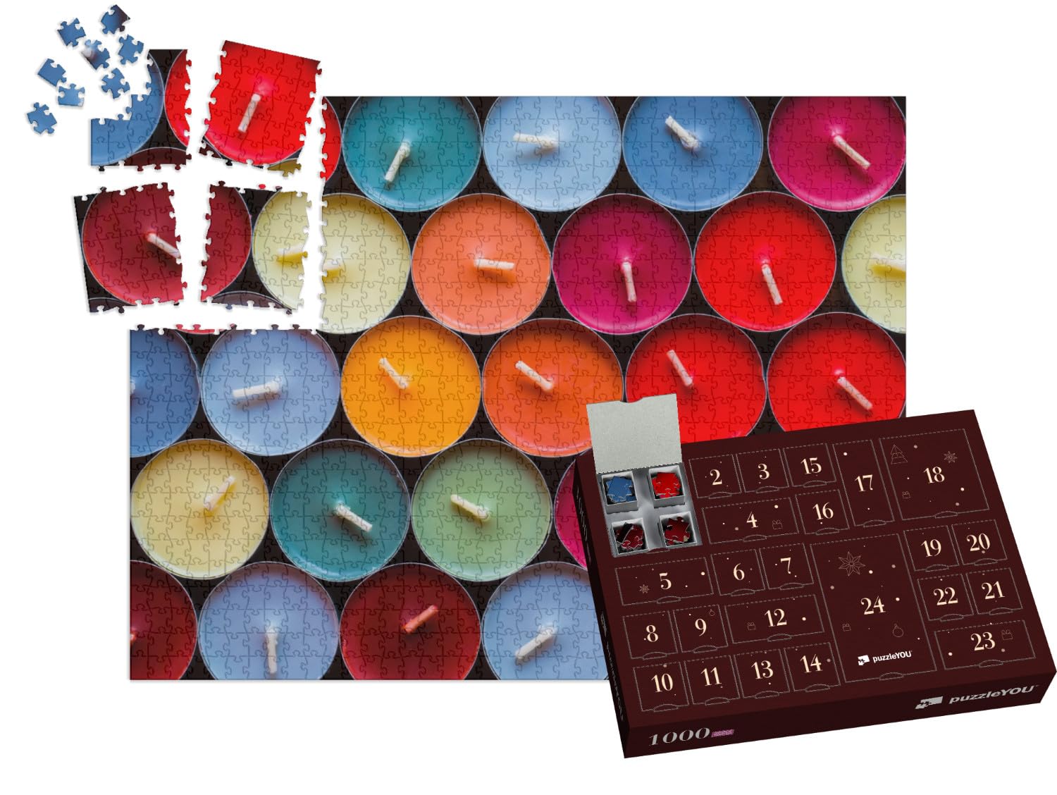 puzzleYOU: Puzzle-Adventskalender | „Farbige Teelichter“