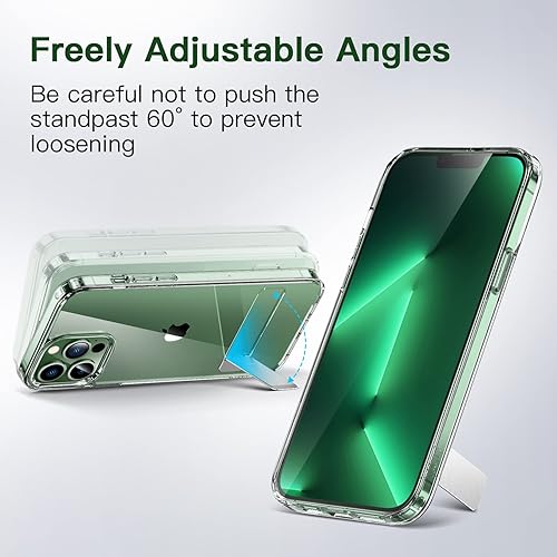 Miniatura 5 de JETech Funda con función atril para iPhone 13 Pro, 6.1 pulgadas, soporta carga inalámbrica, funda delgada a prueba de golpes, soporte de metal de 3