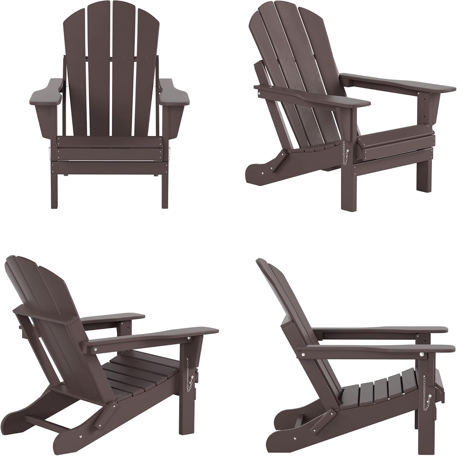 WestinTrends Malibu Outdoor Lounge Chair, 2-Pieces Adirondack Chair Set with Ottoman, All Weather Poly Lumber Patio Lawn Folding Chairs for Outside Pool Garden Backyard Beach, Dark Brown