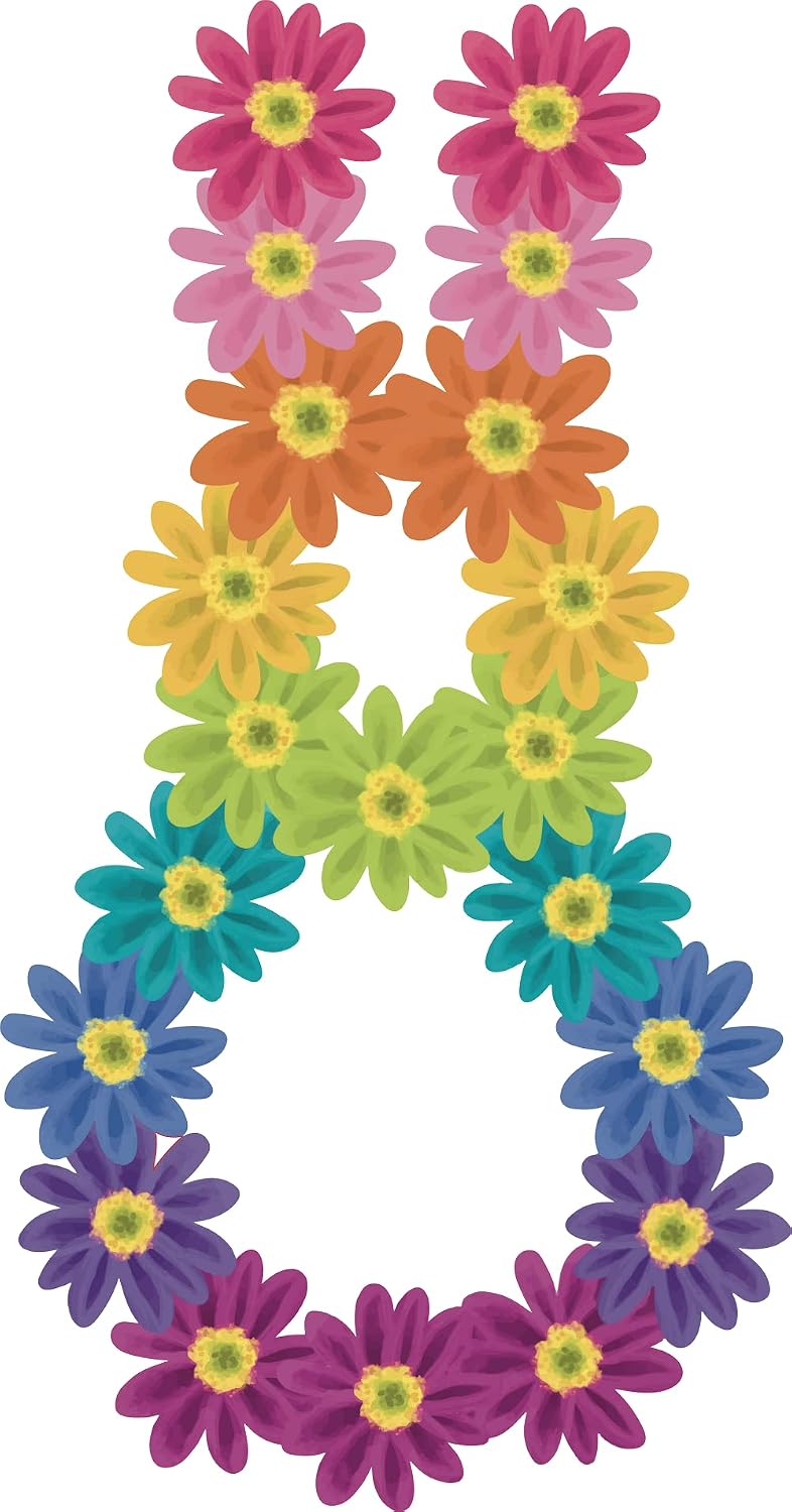 Flower Bunny Print MDF Easter Spring Wall Décor Style 1 Art 1 (12")