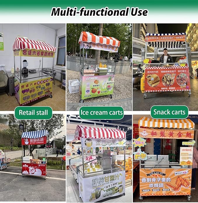 Carrello pieghevole per gelato e hot dog, leggero e portatile, per mercatini ed eventi agricoli