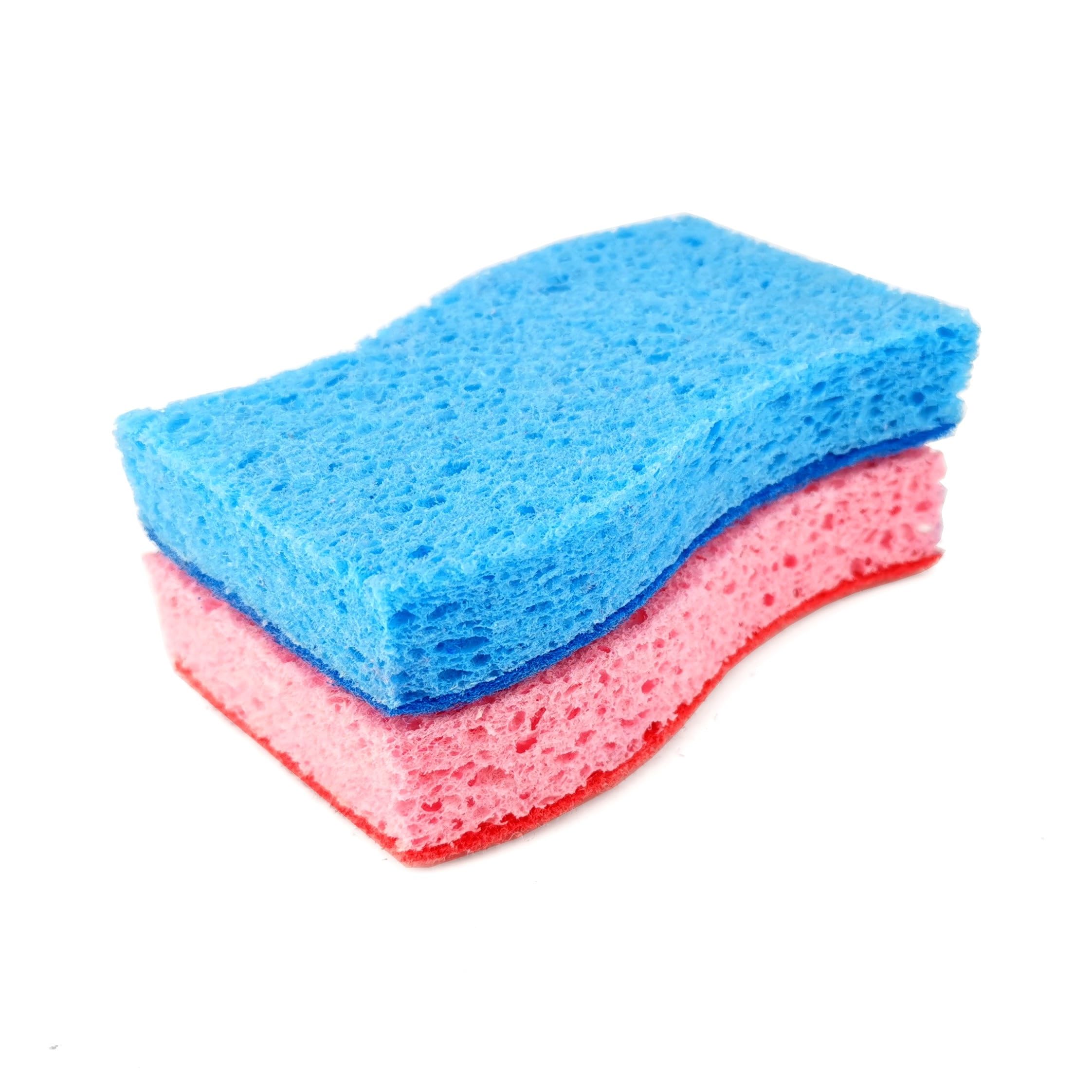 D.RECT Cellulose Sponge 2 Pieces - Dual-Sided Dishwashing Sponge for Kitchen, Pot Cleaner, Scratch-Free