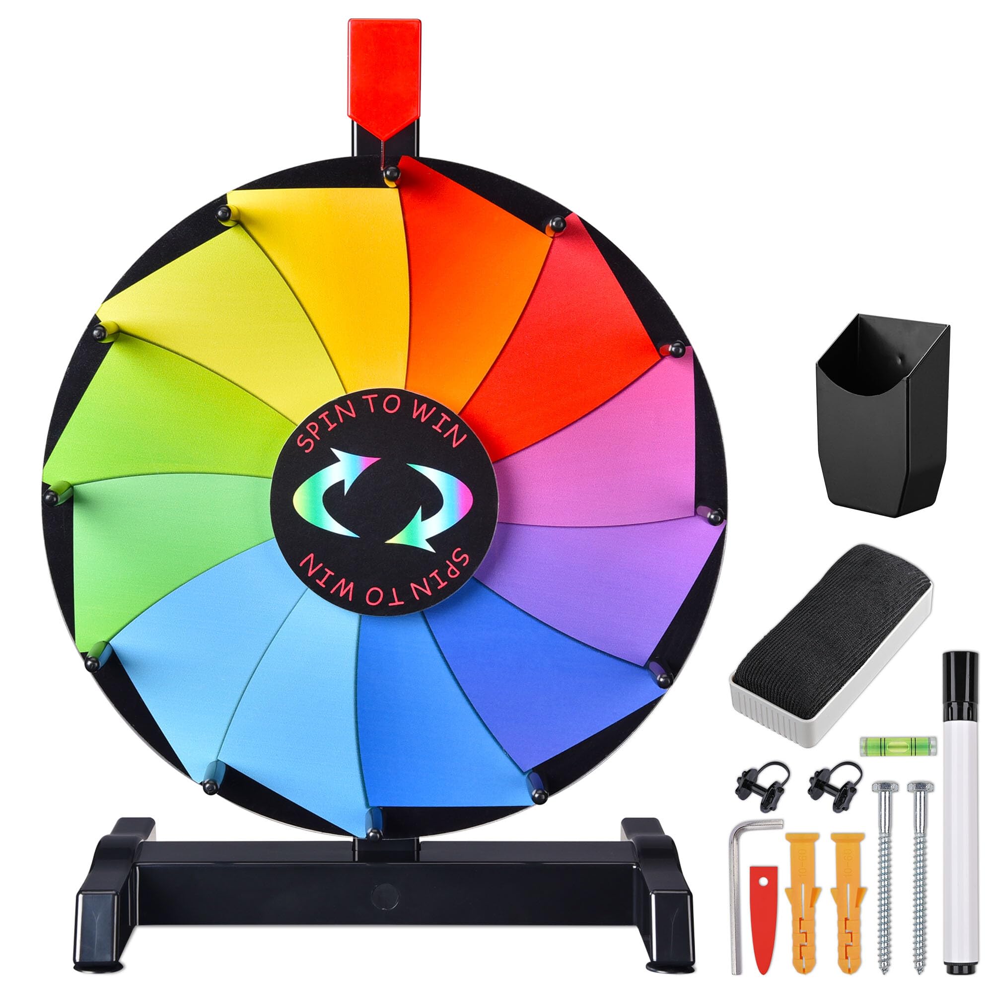 WinSpin 12 Inch Prize Wheel Tabletop Heavy Duty Editable Color 12 Slots Spinning Wheel for Home Office Fortune Design Carnival Spinning Game, Breeze Series