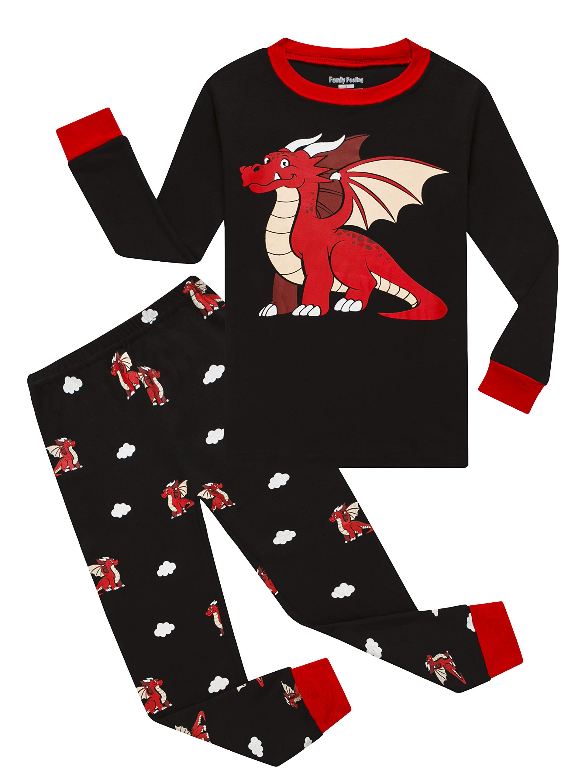 Family Feeling Kids &amp; Toddler Boys Pajamas 2 Piece Pjs Set 100% Cotton Sleepwear