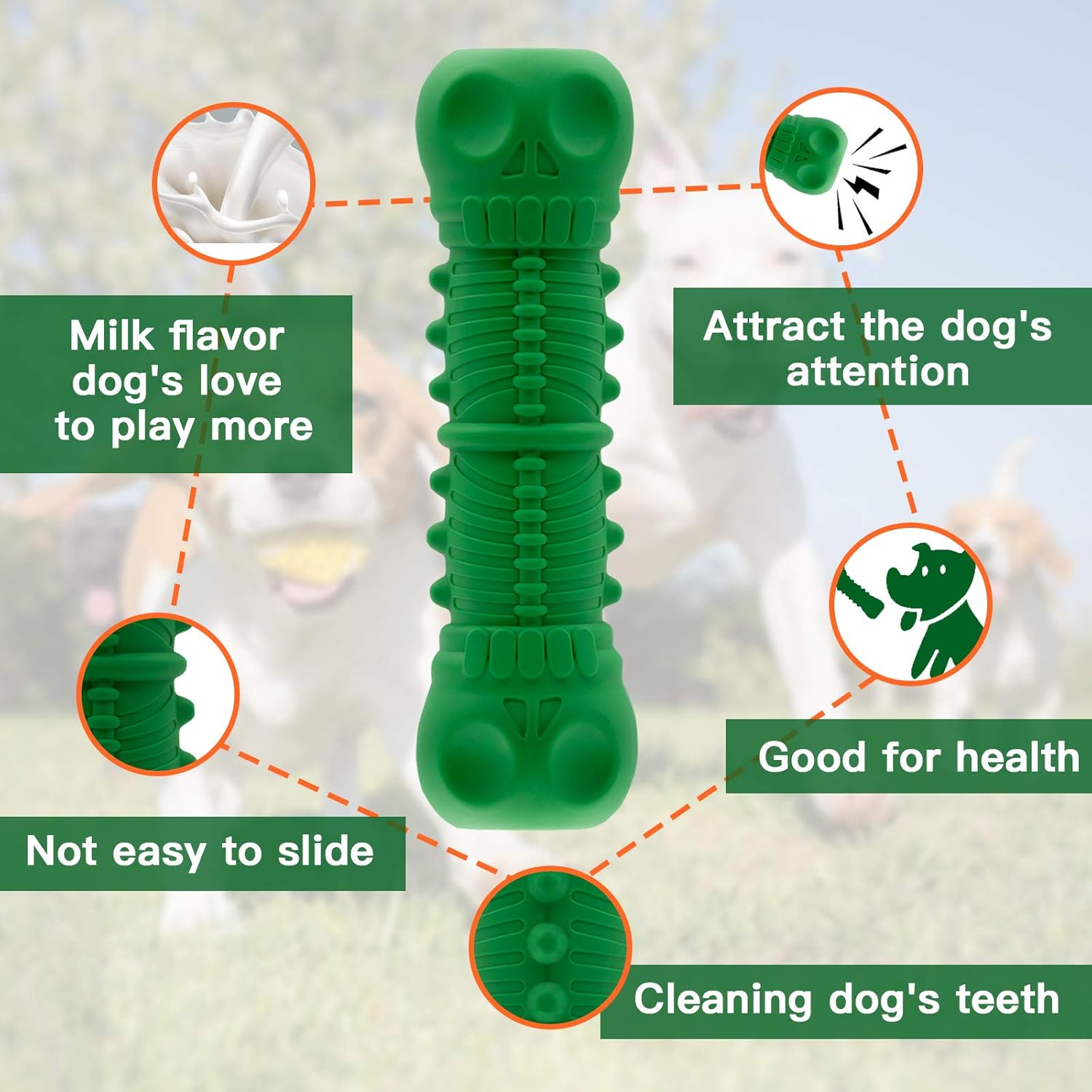 Dog Chew Toys Dog Toys for Aggressive Chewers Large Breed Tough Durable Teeth Cleaning Skull Bones Dog Toys Natural Rubber Squeak Nearly Indestructible Dog Toys