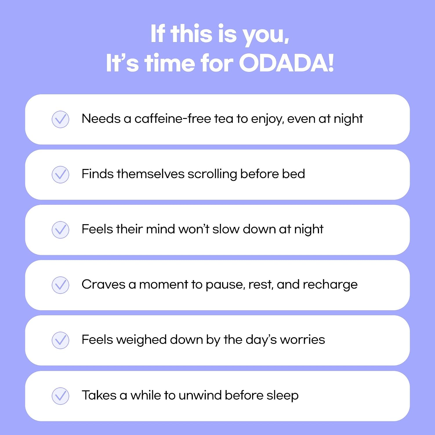 Odada Purple Moon Tea - Lavender, Chamomile & Korean Purple Carrot, Calming Herbal Blend for Nighttime Relaxation, Antioxidant-Rich, Caffeine-Free, 24 Tea Bags