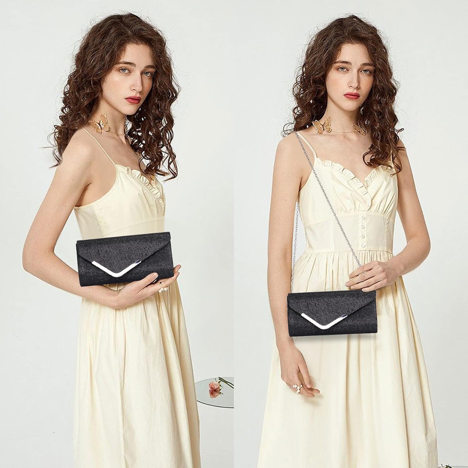 Larcenciel Clutch Purses for Women, Shiny Sequin Envelope Clutch Evening Bag with Chain, Fashion Sparkly Party Prom Purse - Image 2