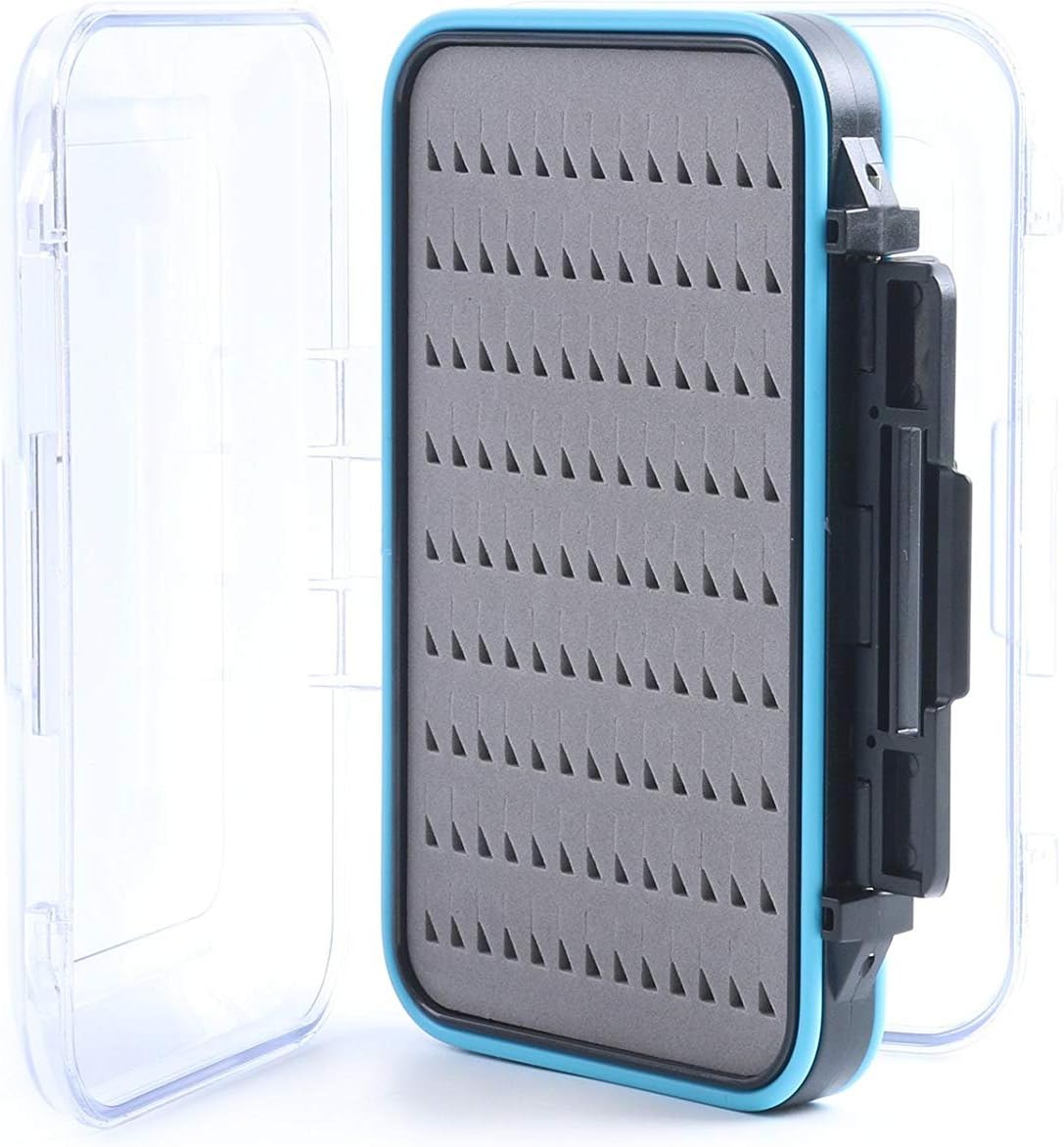 Maxcatch Waterproof Double-Sided Fly Box - Lightweight & Durable Fly Fishing Box with Clear Lid & Easy Grip Foam for Dry & Wet Flies Storage