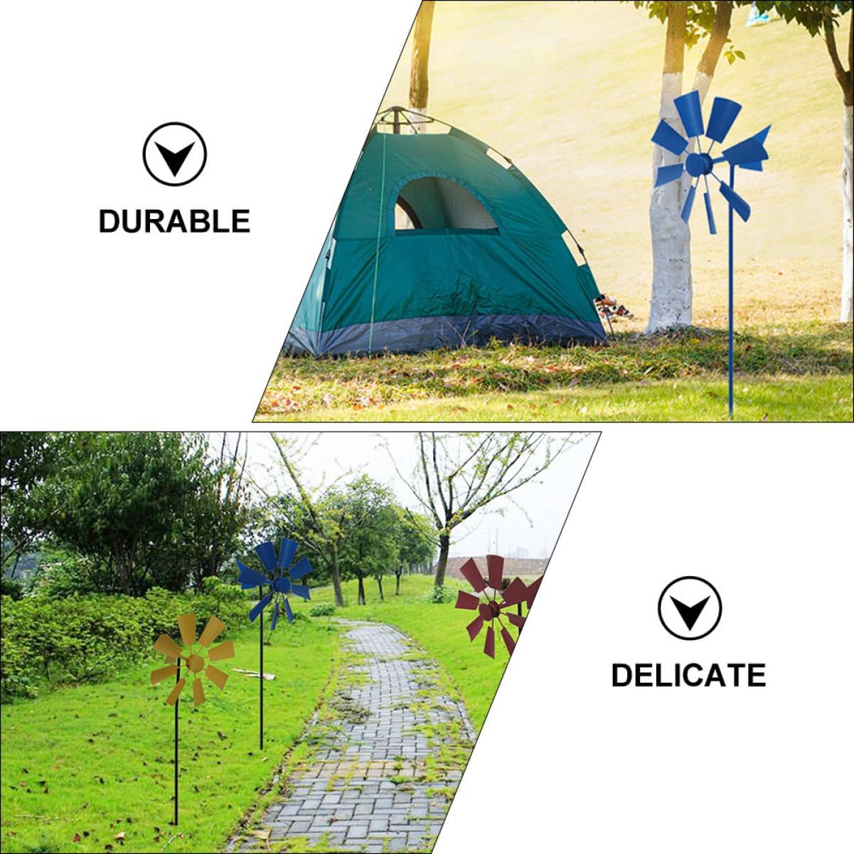 3Pcs Outdoor Metal Wind Spinner Rotating Garden Windmill Decor for Lawn and Patio Kinetic Pinwheel Art Vibrant Colors for Backyard and Park Decoration