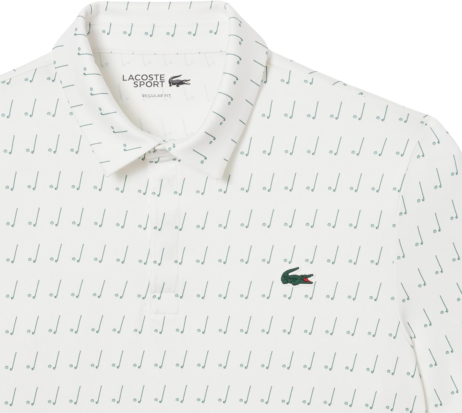 Lacoste Men's Regular Fit UV Protect All-Over Print Golf Polo Shirt, Flour/Flour/Sinople, 3X-Large