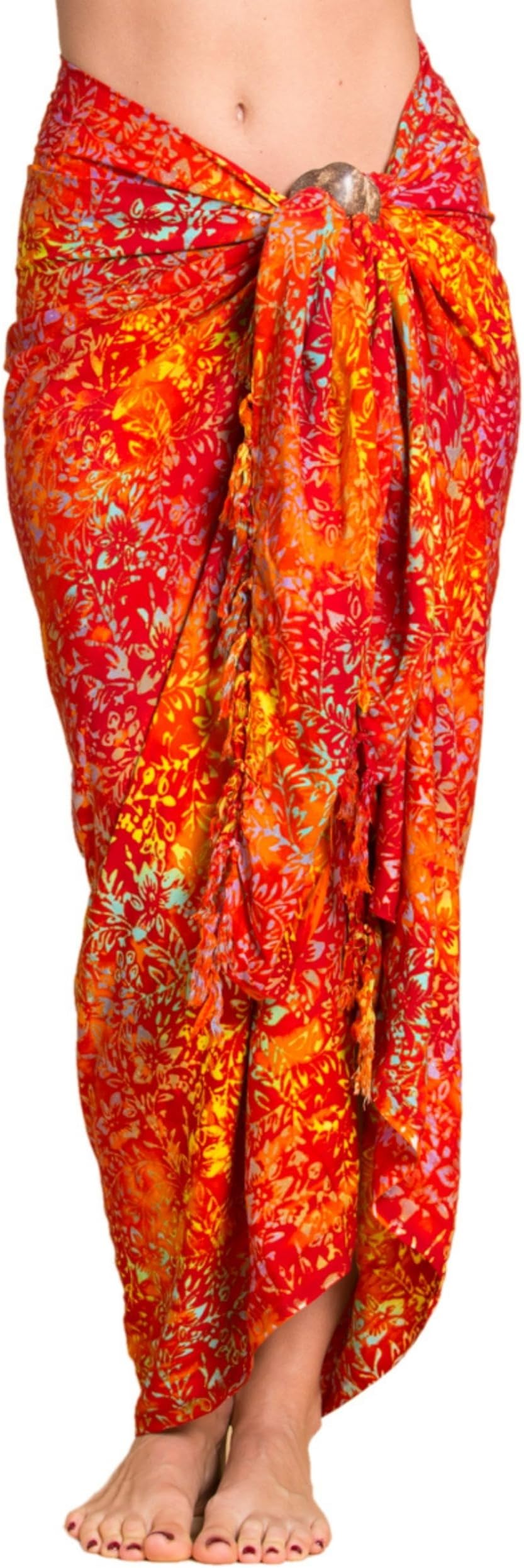 PANASIAM Sarong - L & XXL Opaque Pareo - Flowing Lightweight Viscose Beach Cover Up - For Women & Men - Wrap Skirt or Beach Dress - Unique Handmade from Indonesia