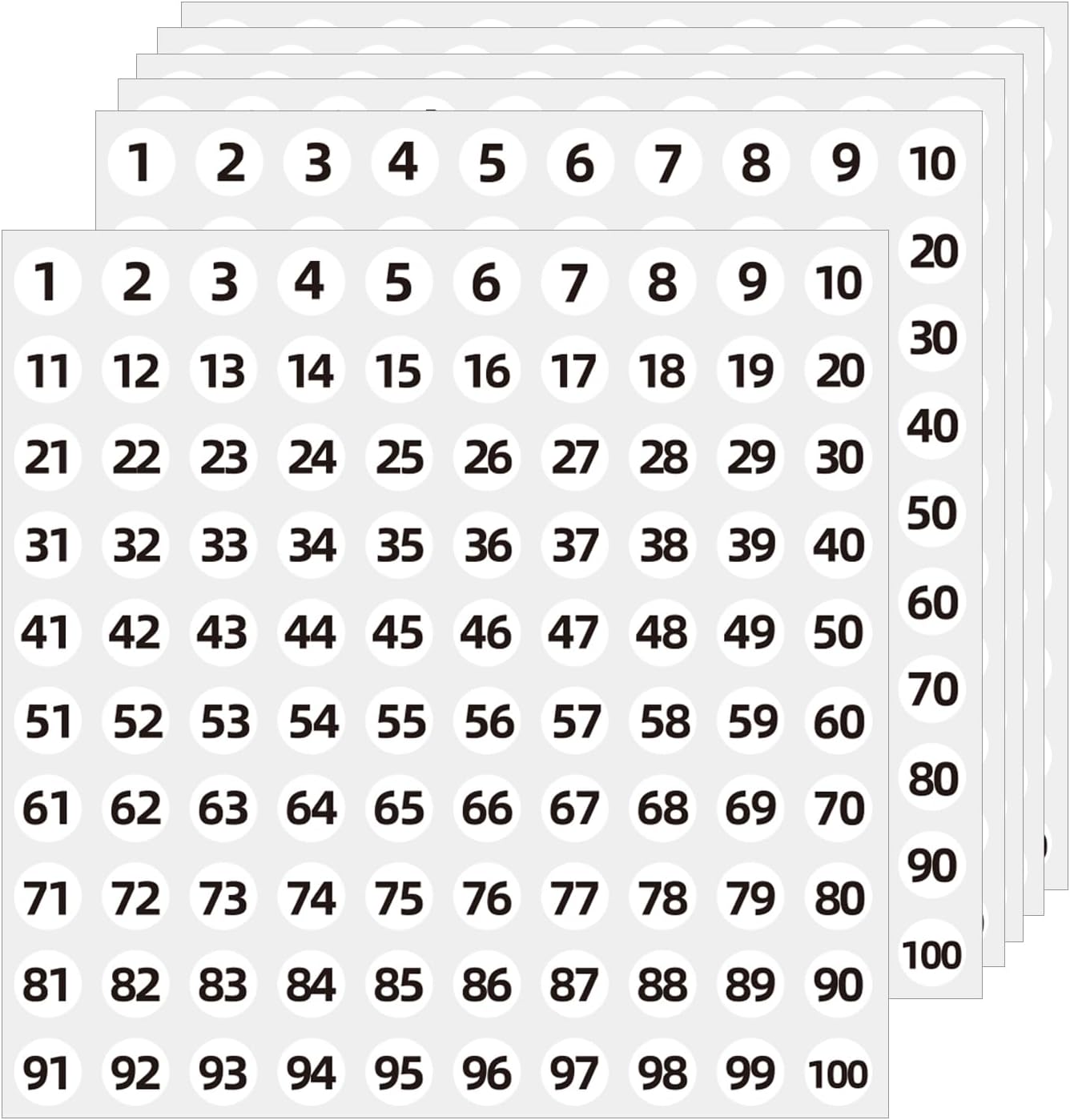 STARLIBOO 1 to 100 Vinyl Consecutive Number Stickers, 0.4 inch Small Round Numbered Stickers, 3000Pcs Vinyl Consecutive Number Labels for Storage, Organizing, Boxes, Indoor and Outdoor (White)