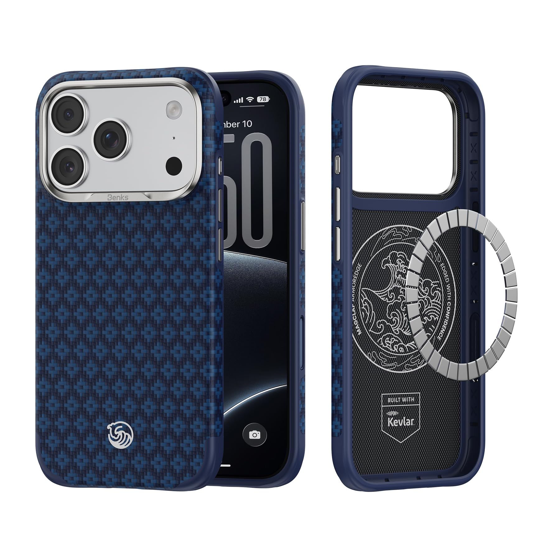 BENKS ArmorGrid Edge do etui 18 Pro Max klasy wojskowej ochronne niebieskie
