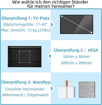HOME VISION Full Motion TV Wandhalterung 360° Drehung,180° Schwenken, TV Halterung für 17-42 Zoll Flachbildschirm TV Monitor Wandhalterung TV Halterung Max VESA 200x200mm bis zu 15kg