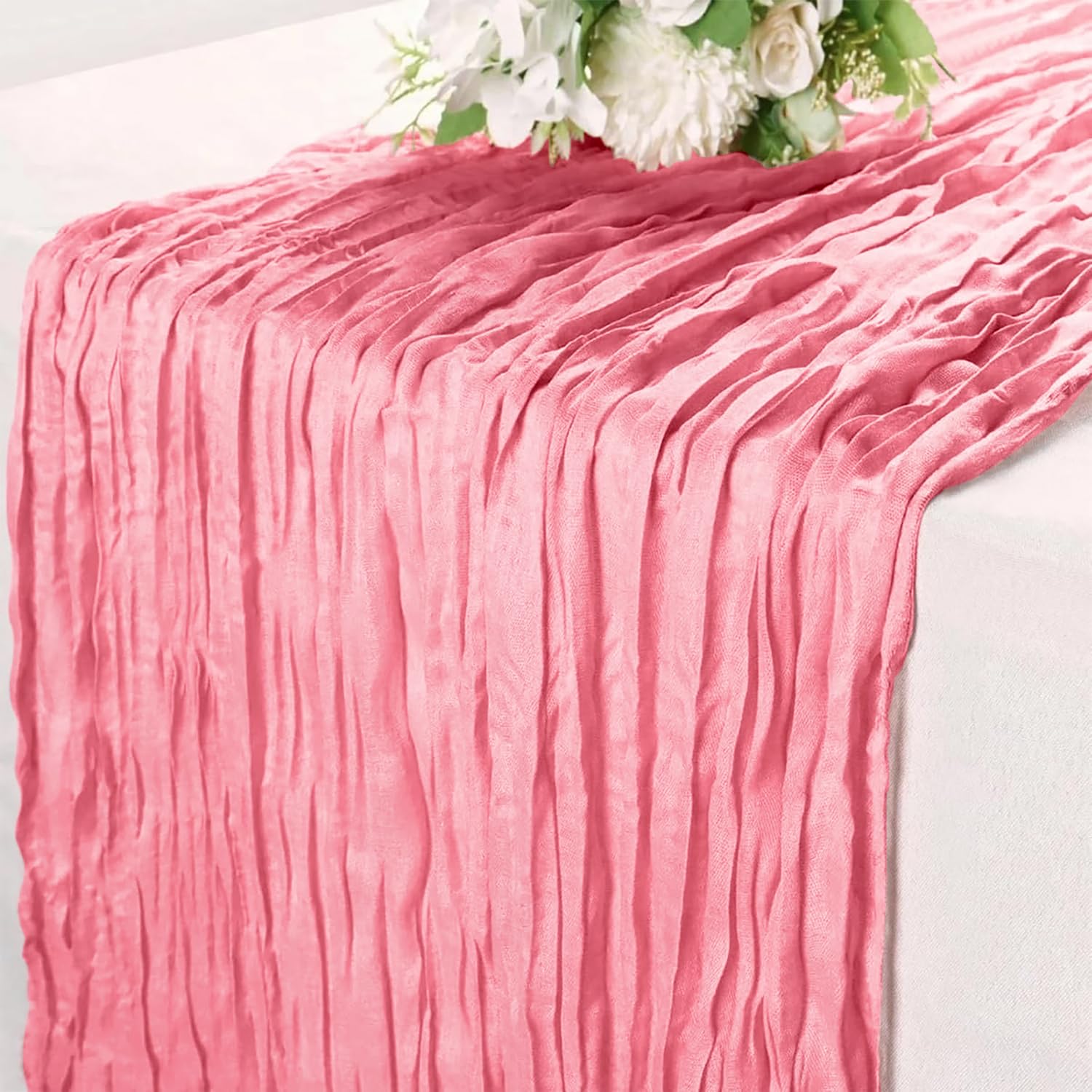 Photo 1 of 10 Pack Pink Cheesecloth Table Runner 5.91FT, Gauze Table Runner Boho