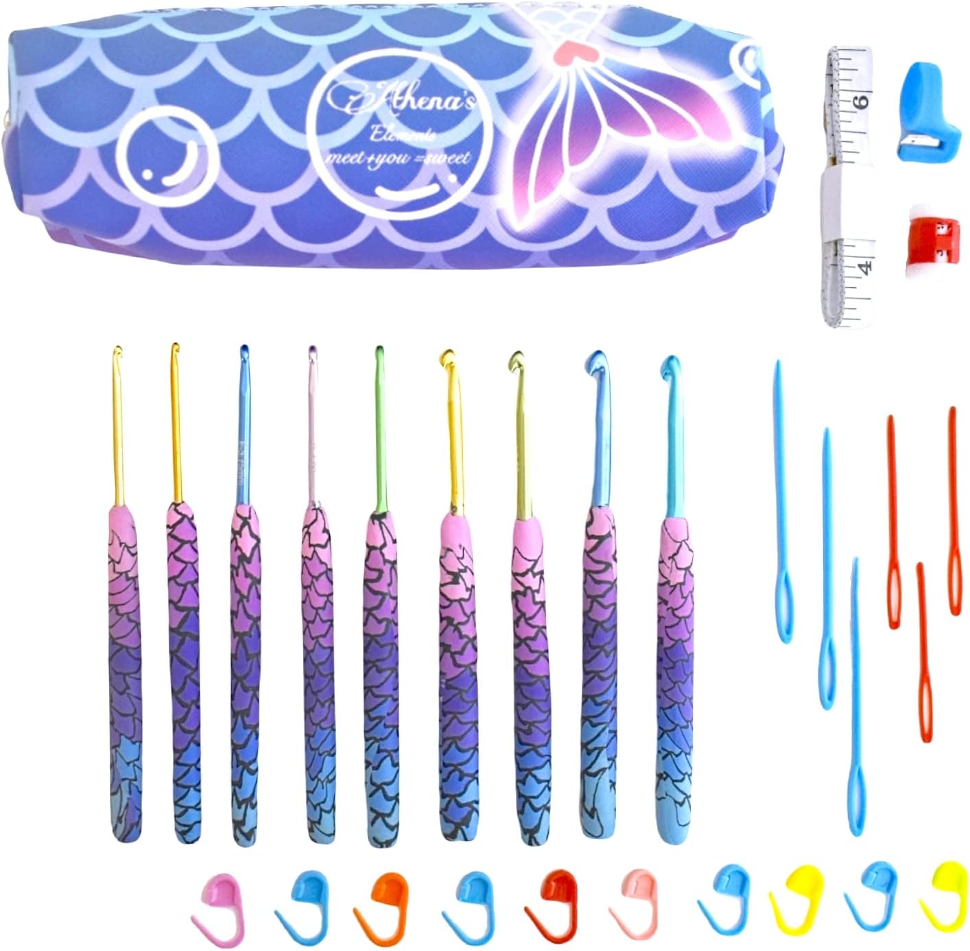 Athena’s Elements Crochet Hooks Set, 9 Piece Crochet Kit